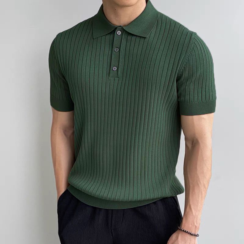 夏季薄款纯色POLO衫短袖男韩版潮流休闲翻领针织衫t恤上衣服百搭