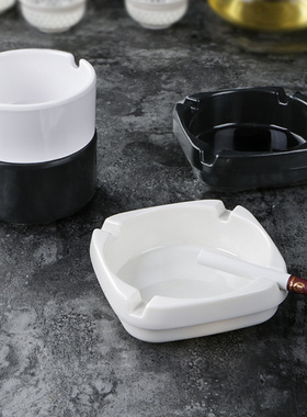 A5密胺白色耐摔创意个性塑料餐厅饭店酒吧KTV防摔树脂烟灰缸商用