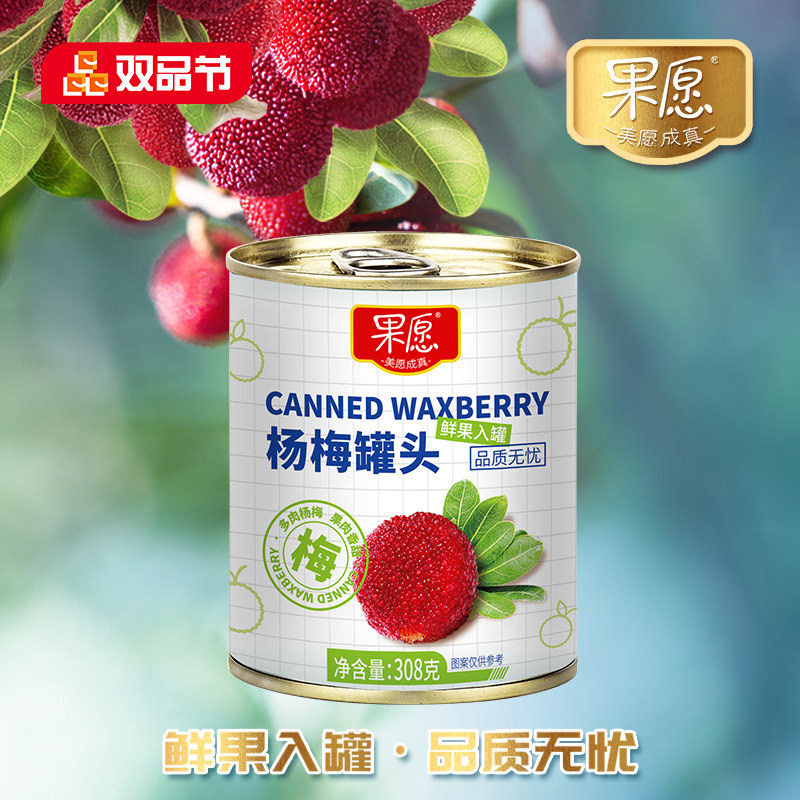 【308g*6罐】果秀果愿新鲜糖水杨梅罐头酸梅杨生津止渴正品商用