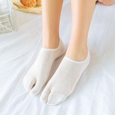 夏季网眼薄款隐形纯棉日本二趾袜
