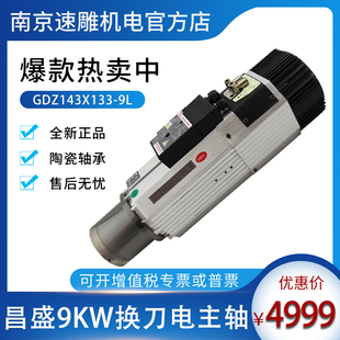 GDZ143X133 9自动换刀主轴9KW昌盛王建南开料机雕刻机电主轴ISO30