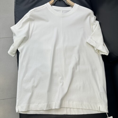 2026夏季新款白色宽松短袖 高级感立体压线 纯棉不透短袖T恤