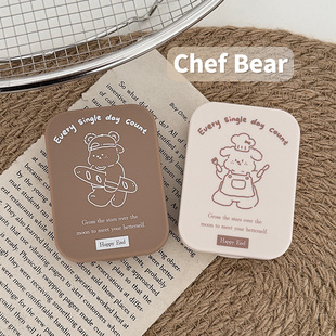 美瞳盒高级雾面感韩系ins风厨师小熊甜点熊隐形眼镜伴侣盒护理盒