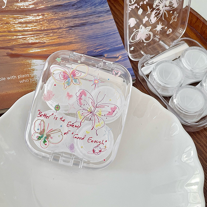 ins蝴蝶风透明两幅装美瞳盒