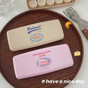 大容量加厚美瞳盒伴侣盒隐形镜片收纳盒双联盒 五副装 法式 牛角包