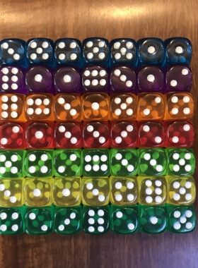 12MM圆角小一透明彩色骰子12号透明色子玩具游戏配件/出口精美骰