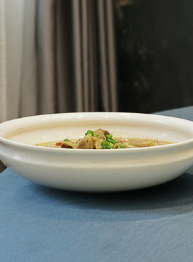 农家乐土菜馆饭店餐厅陶瓷中式盘热菜盘汤盘圆形白瓷异形汤碗特色