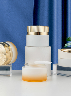 圆形容器橙色现货霜瓶子分装瓶子渐变设计质感30g空瓶玻璃膏霜瓶