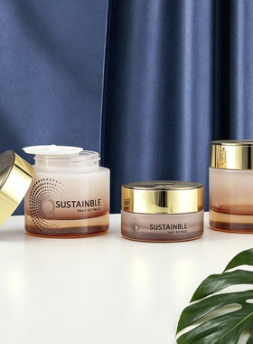 厚壁玻璃瓶化妆品套装透明金盖护肤霜乳液分装瓶100g容器美容工具