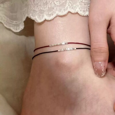 碎银子红绳手链，百搭时尚脚链