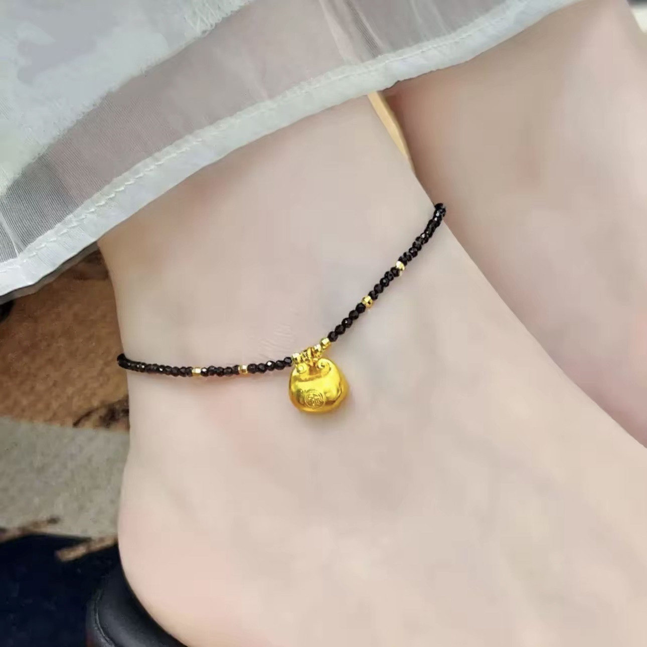 新中式古法小胖福脚链女轻奢小众设计感脚饰高级感百搭精致配饰