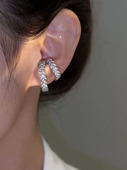 高级感轻奢锆石麦穗耳骨夹小众设计感无耳洞耳环女时尚 耳挂耳饰