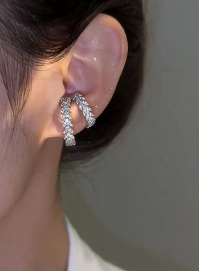 高级感轻奢锆石麦穗耳骨夹小众设计感无耳洞耳环女时尚耳挂耳饰