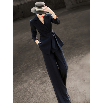 气质通勤西装外套阔腿裤两件套女