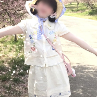 甜美温柔碎花刺绣娃娃领上衣 2025年法式 少女感学院风半身裙短裙