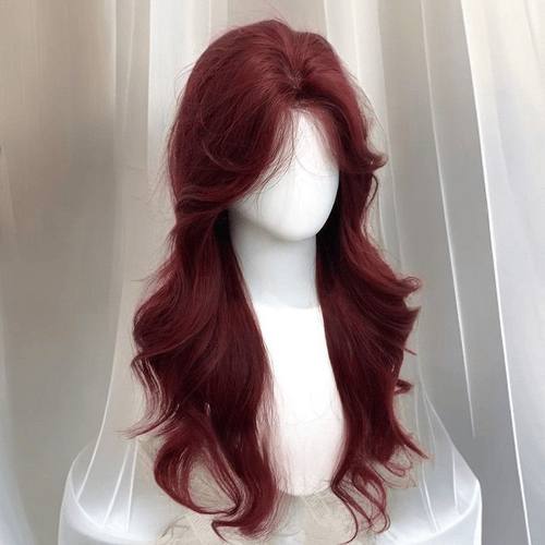 树莓红女大波浪假发64