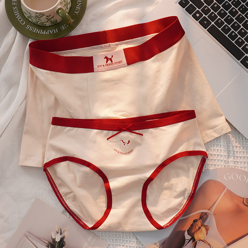 2条装 情侣内裤红色马年纯棉可爱一男一女情人节礼物三角四角内裤,女士内衣/男士内衣/家居服,男平角内裤,淘宝优惠券,粉丝福利购,淘宝优惠卷