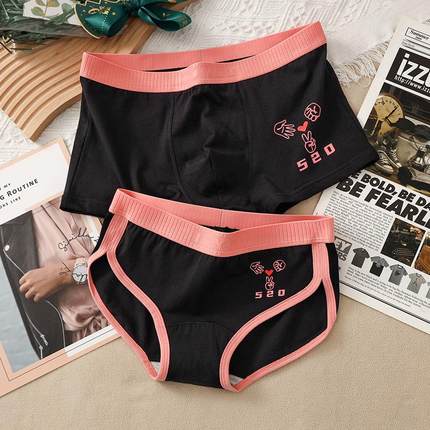 情侣内裤纯棉男士平角短裤抗菌透气秋冬季新款粉色可爱女生三角裤