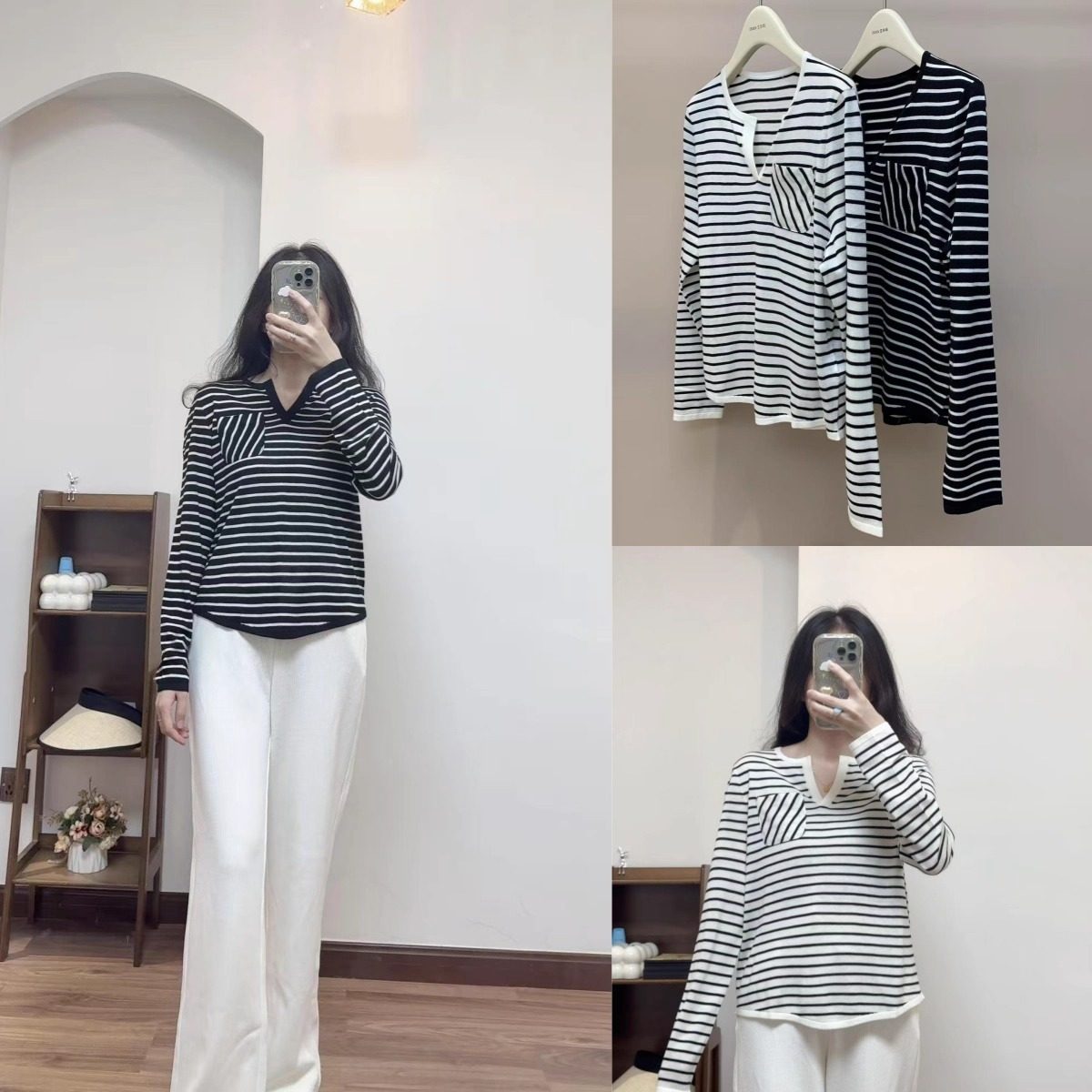 羊毛百搭条纹亲肤舒适针织打底衫