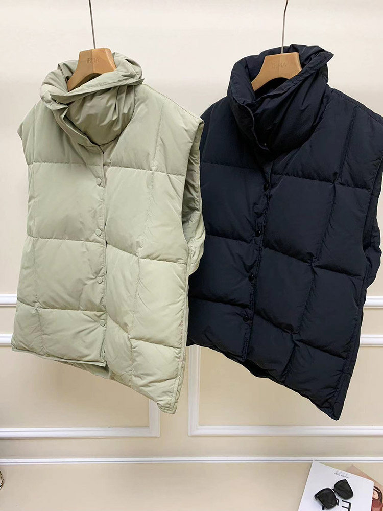 翻领立领两穿单排扣叠穿羽绒马甲