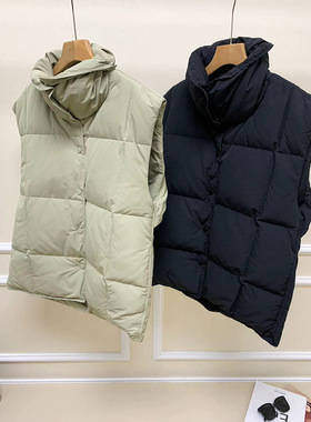 简单保暖~蓬松95白鸭绒！翻领立领两穿 单排扣冬季叠穿羽绒马甲女