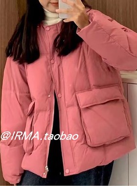 反季新款甜系短款羽绒服女2025年韩版大口袋宽松显瘦高级感外套