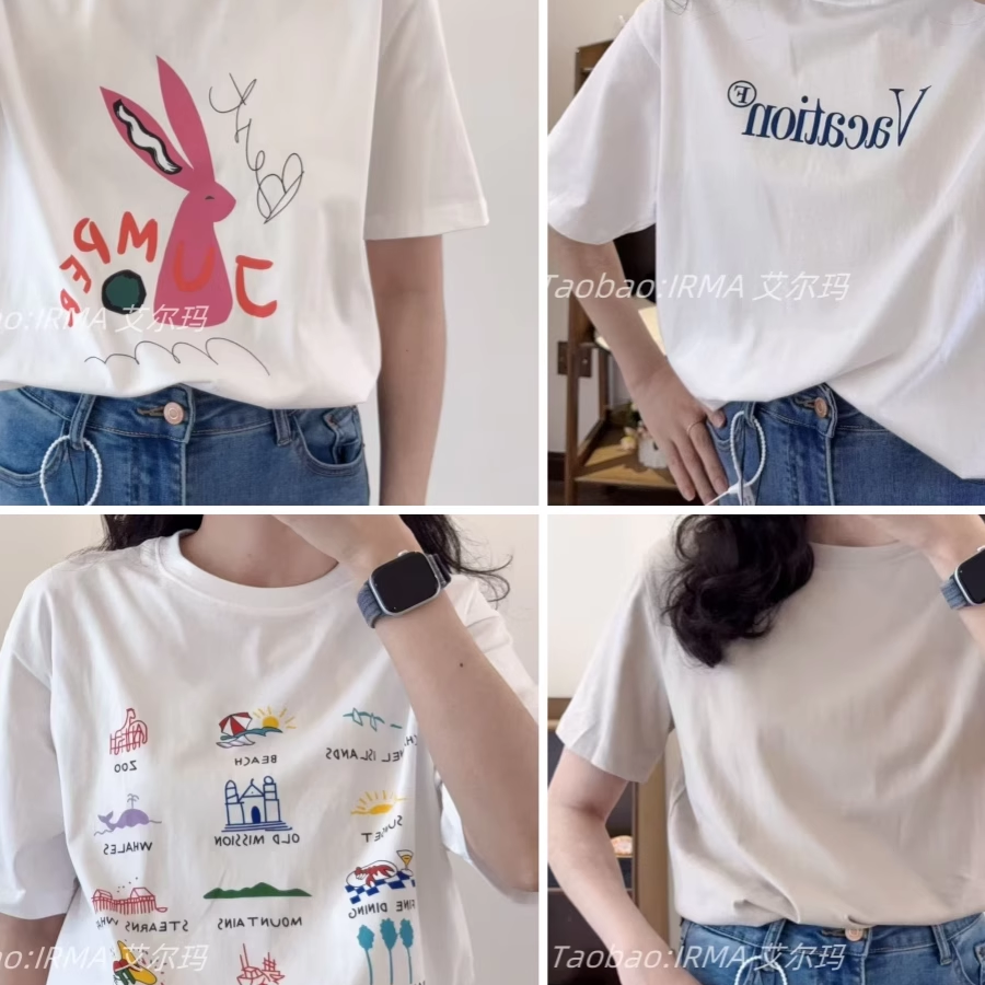 印花休闲宽松纯棉短袖T恤女夏