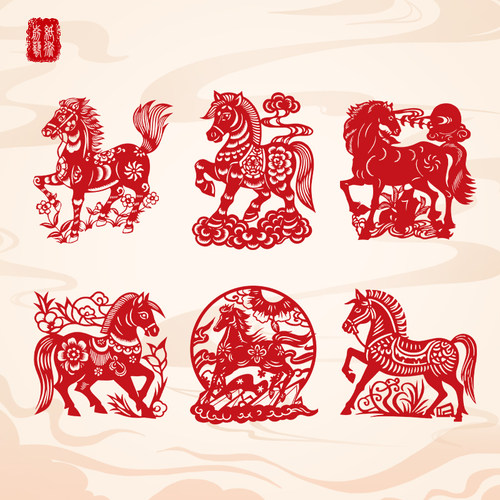 2026新款马年窗花静电贴春节过年福字剪纸玻璃门贴新年布置装饰品