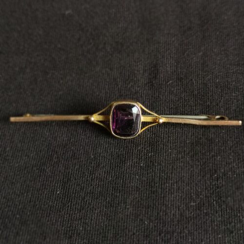 【英国发货】Antique 9k金紫水晶一字型古董胸针