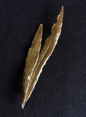 Vintage ASKHIM 纯银镀金叶片胸针