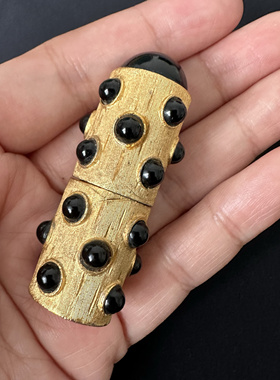 Vintage Florenza 镀金刷纹口红盒