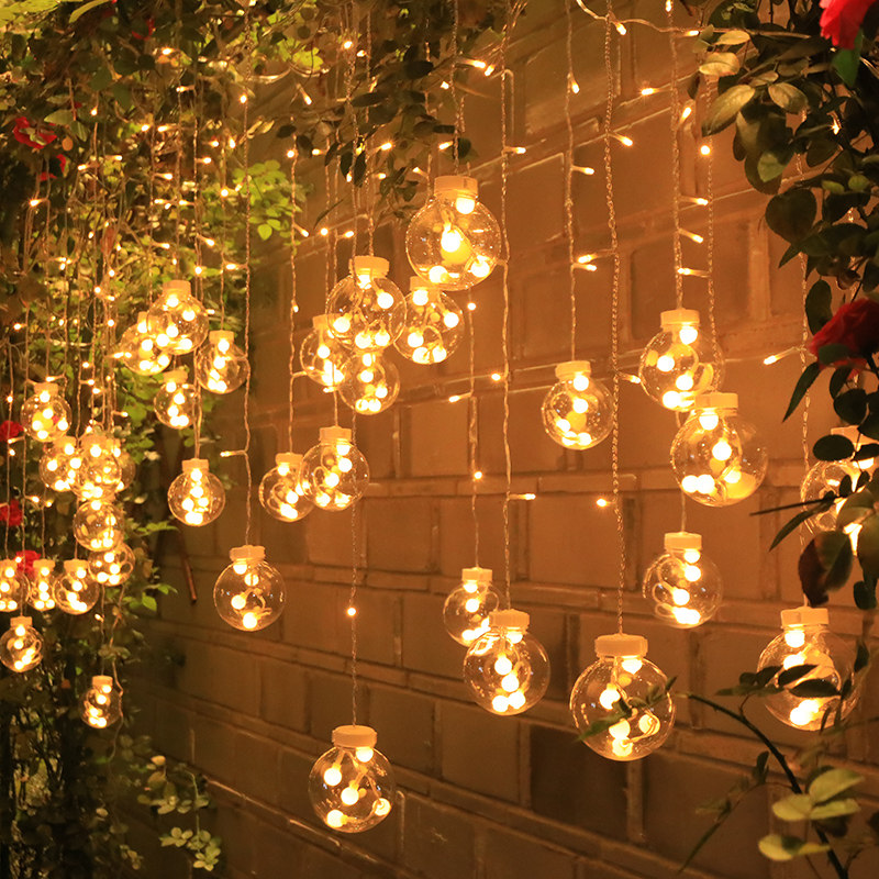 led太阳能许愿球窗帘星星灯庭院商场露营节日彩灯灯闪灯串灯挂灯