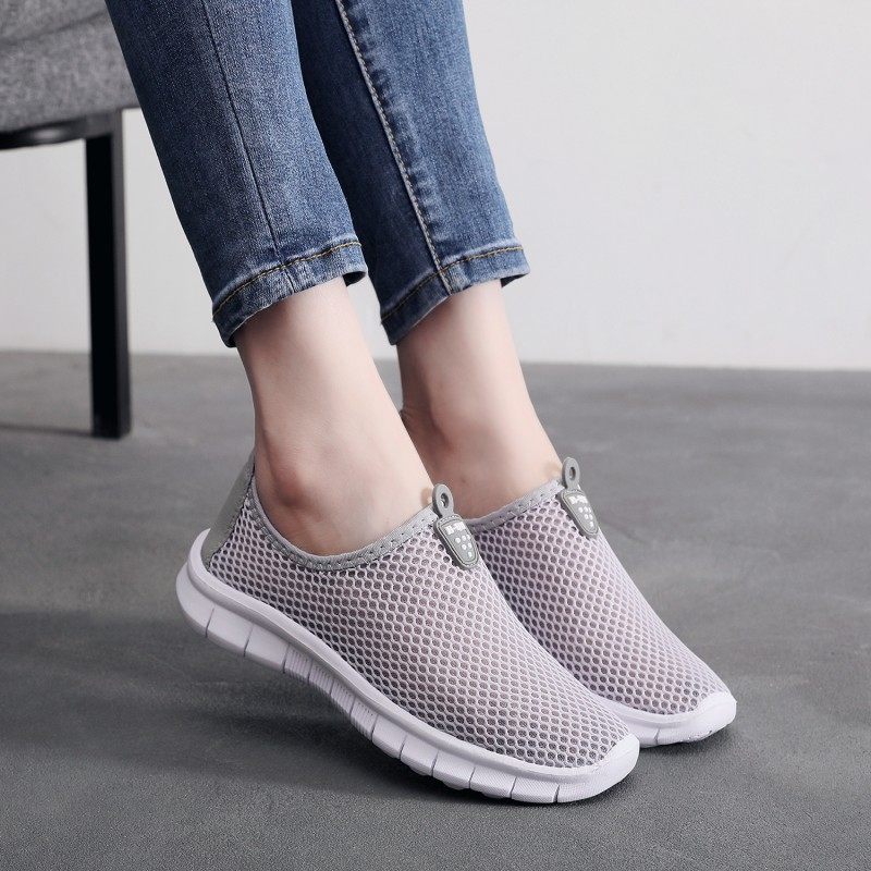 环球老北京女鞋夏季浅口网鞋透气镂空网面休闲鞋一脚蹬软底妈妈鞋