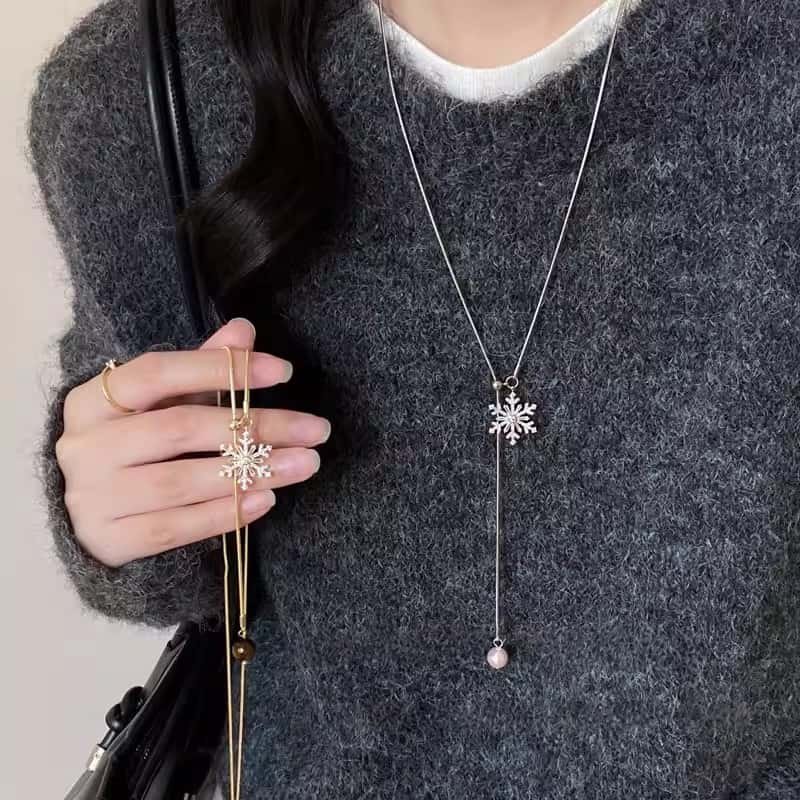 雪花虎眼石珠珠流苏项链女2025新款轻奢高级感个性秋冬毛衣链配饰,饰品/流行首饰/时尚饰品新,项链,淘宝优惠券,粉丝福利购,淘宝优惠卷