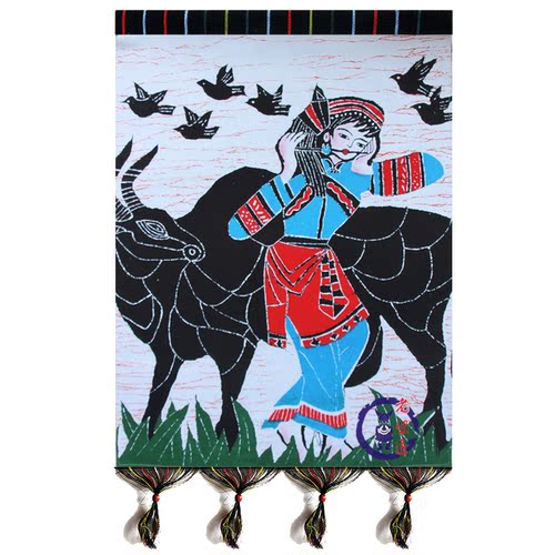 贵州云南旅游纪念品 重彩画 苗族 傣族工艺品 口琴 56*90cm