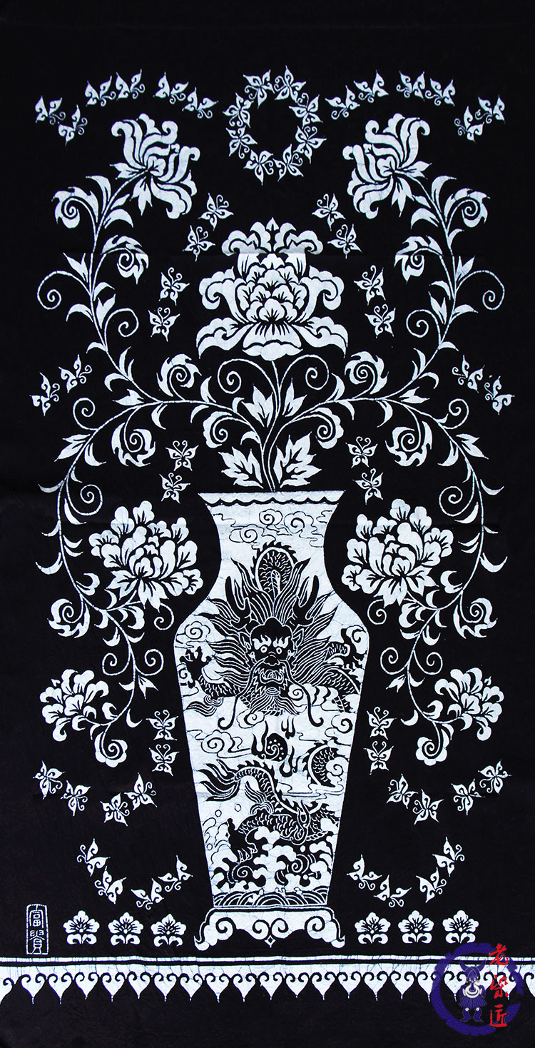 苗族手工蜡染画壁画 蜡染门帘 龙纹吉祥图案富贵图 90*170cm