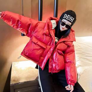 羽绒服女短款外贸秋冬彩色连帽面包服洋气小个子白鸭绒冬装外套