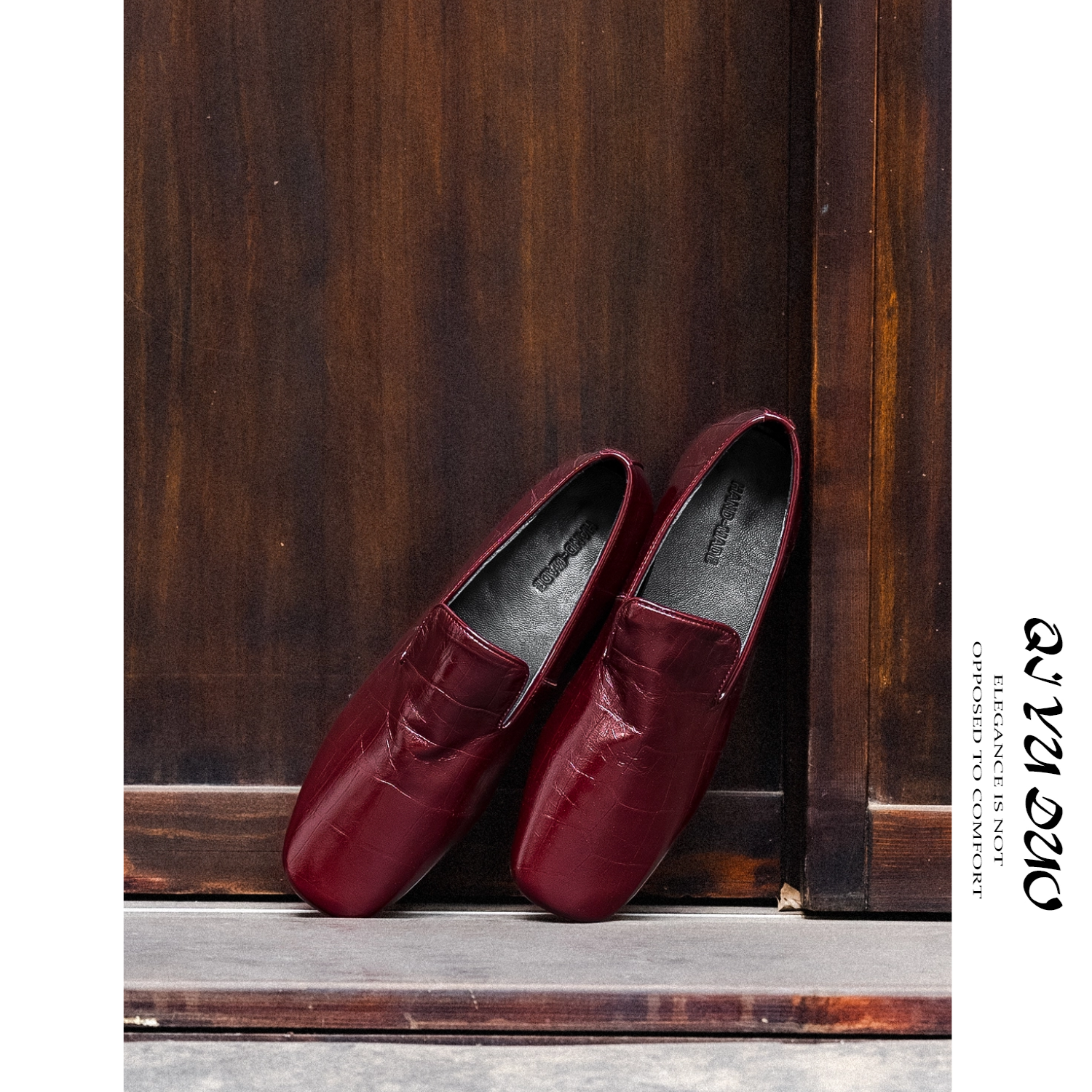 QIYUDUO 老钱风极简真皮乐福鞋女平底方头软皮懒人鞋复古百搭单鞋