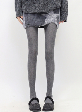 AY To films灰色打底袜宽条缪风时髦宽条薄款半透简约百搭连裤袜