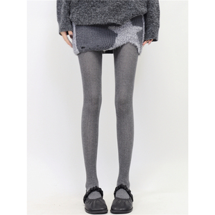 半透简约百搭连裤 films灰色打底袜宽条缪风时髦宽条薄款 袜