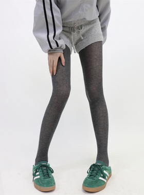 AY To films灰色微透肉打底袜走秀款miu系春秋简约薄棉平板连裤袜