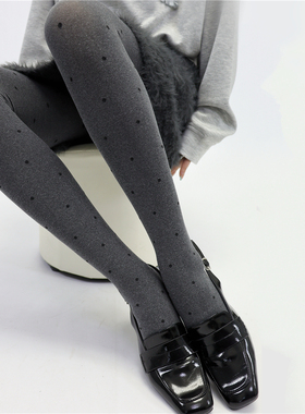 AY To films 格雷系灰色连裤袜秋冬miu系波点80D无缝一字裆连裤袜