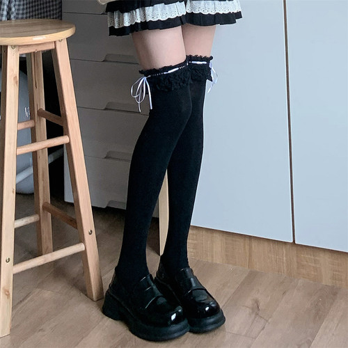 蕾丝边高筒袜JK少女花边过膝袜