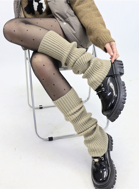 AY To films 秋冬搭雪地靴堆堆袜套慵懒堆叠保暖针织亚麻棕小腿套