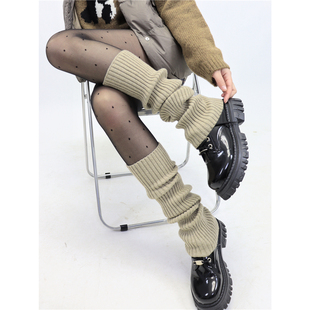 秋冬搭雪地靴堆堆袜套慵懒堆叠保暖针织亚麻棕小腿套 films
