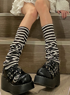 AY To films 亚文化土酷条纹袜套y2k千禧辣妹过膝直筒堆堆腿套