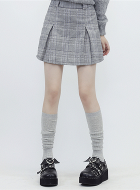 AYTo films 秋冬时髦松散粗条拼接袜过膝灰色堆堆袜中筒袜半腿袜