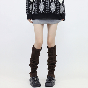 复古辣妹咖啡腿套加厚保暖粗针毛线加长高筒堆堆袜套 films
