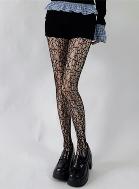 AYTofilms黑色亚文化y2k辣妹蜘蛛网袜春小众个性不规则编织渔网袜