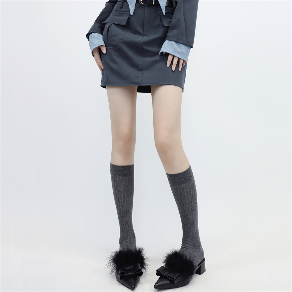 薄棉针织中筒袜韩国小腿堆堆袜